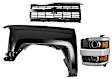 3-Piece Kit Halogen Headlight, With bulb(s), OE Replacement,, CAPA Certified, Includes (1) Fender, (1) Grille Assembly and (1) Headlight