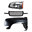 3-Piece Kit, Front, Driver Side Fender, Includes (1) Fender, (1) Grille, and (1) Headlight