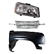 3-Piece Kit, Front, Passenger Side Fender, Includes (1) Fender, (1) Grille, and (1) Headlight
