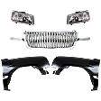 5-Piece Kit, Front, Driver and Passenger Side Fender, Includes (2) Fender, (1) Grille, and (2) Headlight