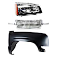 3-Piece Kit, Front, Passenger Side Fender, Includes (1) Fender, (1) Grille, and (1) Headlight