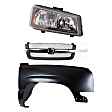 3-Piece Kit, Front, Passenger Side Fender, Includes (1) Fender, (1) Grille, and (1) Headlight