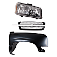 3-Piece Kit, Front, Passenger Side Fender, Includes (1) Fender, (1) Grille, and (1) Headlight