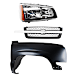 3-Piece Kit, Front, Passenger Side Fender, Includes (1) Fender, (1) Grille, and (1) Headlight