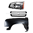 3-Piece Kit, Front, Driver Side Fender, Includes (1) Fender, (1) Grille, and (1) Headlight
