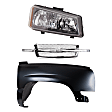 3-Piece Kit, Front, Passenger Side Fender, Includes (1) Fender, (1) Grille, and (1) Headlight