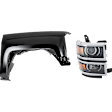 2-Piece Kit, Passenger Side Halogen Headlight, With bulb(s), OE Replacement, CAPA Certified, Includes (1) Fender and (1) Headlight