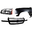 3-Piece Kit, Front, Driver Side Fender, Includes (1) Fender, (1) Grille, and (1) Headlight