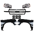 5-Piece Kit, Front, Driver and Passenger Side Fender, Includes (2) Fender, (1) Grille, and (2) Headlight