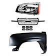 3-Piece Kit, Front, Driver Side Fender, Includes (1) Fender, (1) Grille, and (1) Headlight