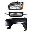 3-Piece Kit, Front, Driver Side Fender, CAPA Certified, Includes (1) Fender, (1) Grille, and (1) Headlight