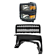 3-Piece Kit Driver and Passenger Side Halogen Headlight, With bulb(s), OE Replacement,, CAPA Certified, Includes (1) Fender, (1) Grille Assembly and (1) Headlight