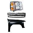 3-Piece Kit, Front, Passenger Side Fender, Includes (1) Fender, (1) Grille, and (1) Headlight