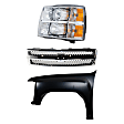 3-Piece Kit, Front, Driver Side Fender, Includes (1) Fender, (1) Grille, and (1) Headlight