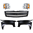 5-Piece Kit, Front, Driver and Passenger Side Fender, Includes (2) Fender, (1) Grille, and (2) Headlight