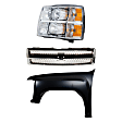 3-Piece Kit, Grille Chrome, Includes (1) Fender, (1) Grille, and (1) Headlight
