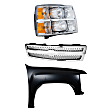 3-Piece Kit, Grille Chrome, CAPA Certified, Includes (1) Fender, (1) Grille, and (1) Headlight