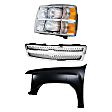 3-Piece Kit, Grille Chrome, CAPA Certified, Includes (1) Fender, (1) Grille, and (1) Headlight