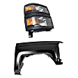2-Piece Kit, Front, Passenger Side Fender, Includes (1) Fender and (1) Headlight