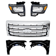 4-Piece Kit Lariat Grille Chrome CAPA Certified, Includes (1) Headlight, (2) Fender and (1) Grille Assembly