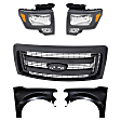 4-Piece Kit Front, Driver and Passenger Side Fender CAPA Certified, Includes (1) Headlight, (2) Fender and (1) Grille Assembly