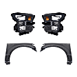 3-Piece Kit Driver and Passenger Side Halogen Headlight, Without bulb(s), OE Replacement, Includes (2) Fender and (1) Headlight