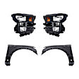 3-Piece Kit Driver and Passenger Side Halogen Headlight, Without bulb(s), OE Replacement, Includes (2) Fender and (1) Headlight