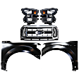 4-Piece Kit Driver and Passenger Side Halogen Headlight, Without bulb(s), OE Replacement, Includes (1) Headlight, (2) Fender and (1) Grille Assembly
