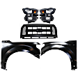 4-Piece Kit Driver and Passenger Side Halogen Headlight, Without bulb(s), OE Replacement, Includes (1) Headlight, (2) Fender and (1) Grille Assembly