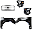4-Piece Kit Driver and Passenger Side Halogen Headlight, Without bulb(s), OE Replacement, Crew Cab Pickup, Includes (1) Headlight, (2) Fender and (1) Grille Assembly