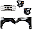 4-Piece Kit Driver and Passenger Side Halogen Headlight, Without bulb(s), OE Replacement, Includes (1) Headlight, (2) Fender and (1) Grille Assembly