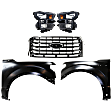 4-Piece Kit Grille Chrome Shell with Textured Black Insert CAPA Certified, Includes (1) Headlight, (2) Fender and (1) Grille Assembly