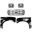 5-Piece Kit, Grille Painted Silver, Includes (2) Fender, (1) Grille, and (2) Headlight