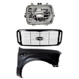 3-Piece Kit Grille, Painted Black Shell with Chrome Insert, Includes (1) Fender, (1) Grille, and (1) Headlight