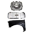 3-Piece Kit Grille, Chrome, Includes (1) Fender, (1) Grille, and (1) Headlight