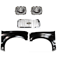 5-Piece Kit Grille, Chrome, Includes (2) Fender, (1) Grille, and (2) Headlight