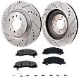 2-Wheel Set Front Brake Disc and Pad Kit, Cross-drilled and Slotted 323 mm Ceramic Pro-Line Series, Includes (2) Disc and (1) Pad Set