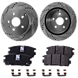 2-Wheel Set Rear Brake Disc and Pad Kit, Cross-drilled and Slotted 303.02 mm Ceramic Pro-Line Series, Includes (1) Brake Pad Set and (2) Brake Disc