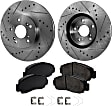 2-Wheel Set Front Brake Disc and Pad Kit, Cross-drilled and Slotted 299.97 mm Ceramic Pro-Line Series, Includes (1) Brake Pad Set and (2) Brake Disc