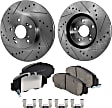 2-Wheel Set Front Brake Disc and Pad Kit, Cross-drilled and Slotted 299.97 mm Ceramic Pro-Line Series, Includes (1) Brake Pad Set and (2) Brake Disc