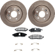 2-Wheel Set Front Brake Disc and Pad Kit, Plain Surface 5 Lugs 296 mm Ceramic Pro-Line Series, Includes (1) Brake Pad Set and (2) Brake Disc