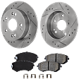 2-Wheel Set Front Brake Disc and Pad Kit, Cross-drilled and Slotted 276.86 mm Ceramic Pro-Line Series, Includes (1) Brake Pad Set and (2) Brake Disc