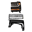 3-Piece Kit Driver Side HID/Xenon Headlight, With bulb(s), OE Replacement,, CAPA Certified, Includes (1) Fender, (1) Grille Assembly and (1) Headlight