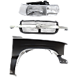 3-Piece Kit, Grille Painted Black, Includes (1) Fender, (1) Grille, and (1) Headlight