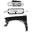 2001-2002 Chevrolet Silverado 2500 HD - 3-Piece Kit, Front, Driver Side Fender, Includes (1) Fender, (1) Grille, and (1) Headlight