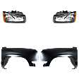 2004 Chevrolet Silverado 2500 - 4-Piece Kit Front, Driver and Passenger Side Fender, USA Built Vehicle, CAPA Certified Includes (2) Fender and (2) Headlight