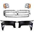 5-Piece Kit, Grille Chrome Shell with Textured Black Insert, Includes (2) Fender, (1) Grille, and (2) Headlight