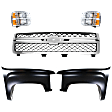 5-Piece Kit, Grille Chrome Shell with Painted Black Insert, Includes (2) Fender, (1) Grille, and (2) Headlight