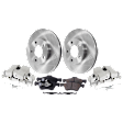 2-Wheel Set Front Brake Kit With Calipers, Plain Surface 5 Lugs 277.88 mm Ceramic 4WD, Includes (2) Brake Caliper, (1) Brake Pad Set and (2) Brake Disc