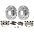 2-Wheel Set Front Brake Kit With Calipers, Plain Surface 6 Lugs 320.04 mm Organic, Includes (2) Caliper, (2) Disc, and (1) Pad Set